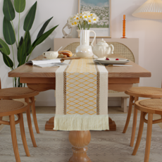 Mamiru 簡約現代亞麻桌旗, 1個, 30 x 275 cm, 12