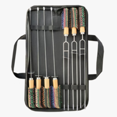 Darurion 露營烤肉串 1排4入 + 2排3入 + 專用收納袋 套組, 1套, 混合色