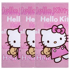 SOGANPANI Hello Kitty 浴巾 350g, 粉紅色, 3個