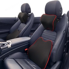 ZTOS 車用腰靠墊 高級款, 黑色 + 紅色(滾邊), 1個