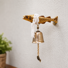 風水室內裝飾品 門鈴 魚形門鈴Ⅰ kkkd055, 金色