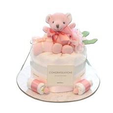 babybakery 嬰兒用 New 睡眠小熊尿布蛋糕 週歲禮, 粉紅色