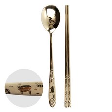 Willive 韓國產304不鏽鋼帶筷, 1組, 綿羊, 湯匙+筷子