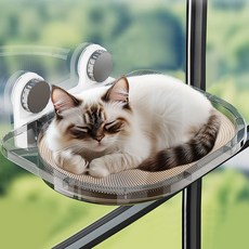 DING DONG PET 貓咪窗戶貓抓板吊床床, 1個, 透明灰色