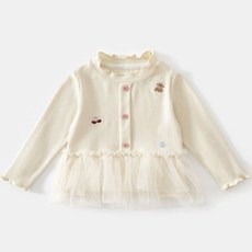 EYOUMONG 兒童基本版型蕾絲荷葉邊長袖T恤 E6S051