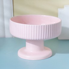 랜보어 반려동물 플리츠 세라믹 식기, 핑크, 1개