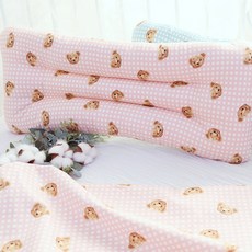 J.UNI 泰迪熊純棉長長枕, 粉紅色