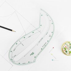 유니크 둥근 곡선자 + 한글 표기 설명서 세트 G-009, 그린, 1세트