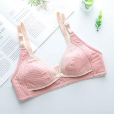 米色肩帶蕾絲棉質哺乳內衣