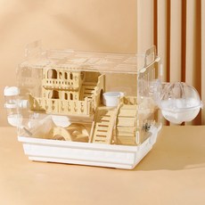 Small Pet 雙層倉鼠刺蝟原木屋全套組合, 1套, 白色