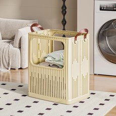 소니오 손잡이 다용도 접이식 빨래바구니, 03 일반 크림