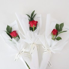모리앤 생화 부담없는 1송이 꽃다발 장미 3개, 레드