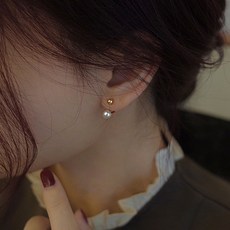 PEONIST 女性亮點珍珠兩用耳環