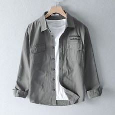 DM Corporation 男士工裝口袋長袖襯衫
