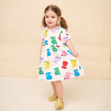 milkmile 女童透氣彩色料理兔泡泡袖連身裙
