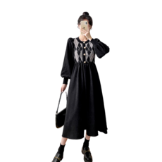 LUNA GLAM 孕婦菱形格紋針織連身裙