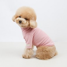 Grooming Dog 寵物日常穿搭條紋高領T恤, 1個, 粉紅色