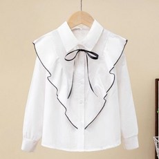 EYOUMONG 兒童荷葉邊大翻領水手長袖襯衫 E6S271