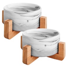 DING DONG PET 寵物時尚陶瓷單口餐碗, 大理石灰, 2個