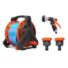 Clean Mate 高級捲盤水管 30m + 8段式噴水槍 + 水龍頭連接器 2入組, 1套
