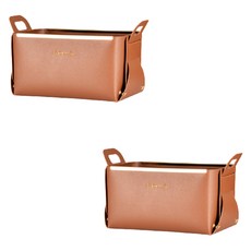 皮革收納方形整理盒 YT_RA952, 2個, 深棕色