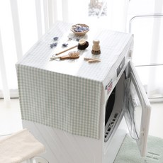 벨라이프 깅엄체크 방수 세탁기 건조기 인테리어 다용도 패브릭 덮개, 민트