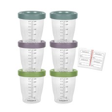 Bebelock Tritan副食品刻度密封罐, 藍灰色+豆沙色+橄欖綠, 240ml, 6個