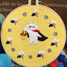 法式刺繡材料包組合, 1套, 披風貓