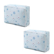 아티홈 대용량 패턴 이불 의류 보관 케이스 L, 블루꽃, 2개