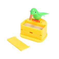 一觸式黃鳥綠色桶裝牙籤收納盒, 單色, 1個