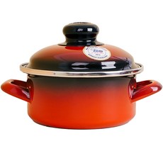 ELO 電磁爐適用 低身紅色琺瑯雙耳鍋 18cm, 紅色, 1個