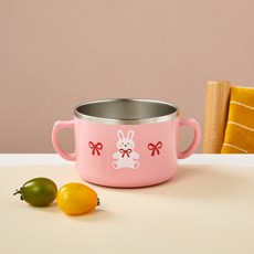 Modern House 雙層不鏽鋼防滑絲帶兔深麵碗 17.5cm, 1個, 混合色