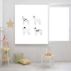 끌래망스 강아지 4마리 가로형 실사 롤스크린 암막