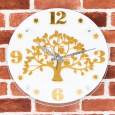 LEGNO 黃金貓頭鷹樹幹壁鐘, 白色