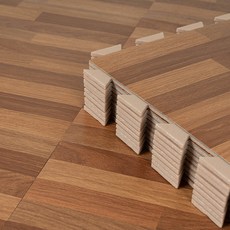 DIY好組裝彈性防火地磚 0.25坪 9片, 拼接紅胡桃木色, 1盒