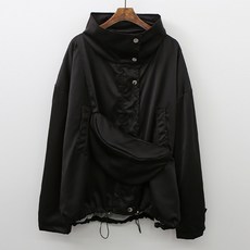 TEETAK 女款大尺碼高領抽繩外套+斜背包套裝