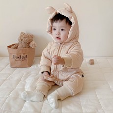 베베니즈 아동용 입체귀 퀄팅 패딩 후드집업 우주복