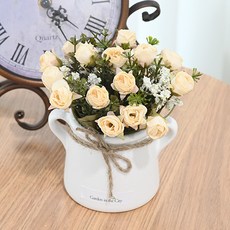 도시정원 미니 드라이 장미 조화 소품, 크림, 1개