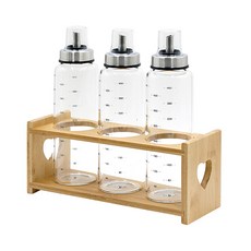 Tidoyo蓋子耐熱玻璃油瓶 500ml 3個+心形3格置物架, 1套