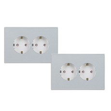 TILINS 橫式2孔插座 白銀色, 2個