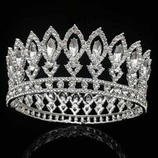 에스텔라 새로운 라운드 크라운 럭셔리 라인 비즈 포인트 셀프웨딩 티아라 XXX001, 실버화이트, 1개