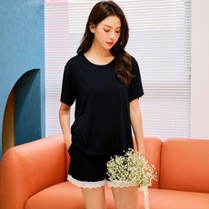 소비르 여성용 루즈핏 잠옷 반팔 + 반바지 세트