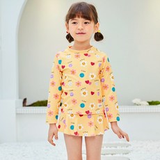 IAMBEBE 女童愛心微笑短版防曬泳衣兩件組