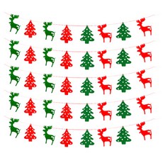 LivingDA 毛氈聖誕樹魯道夫花環 5入, 樹(綠色), 魯道夫(紅色)