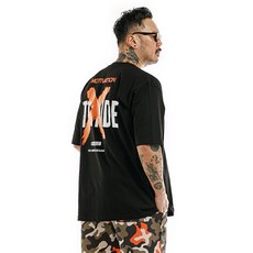 파이브엑스라지 남성용 빅사이즈 오버핏 에티튜드 프린트 쿨 반팔 티셔츠