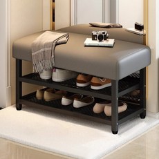 Market Plan 軟墊長凳式椅凳鞋櫃 小型, 1個, 灰色