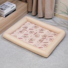 파스텔펫 반려동물 사각패턴 메쉬테두리 방석, 베이지, 1개