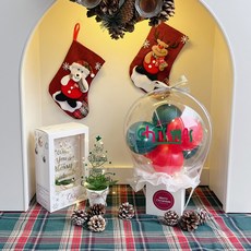LOVELY FARM LED聖誕魔術氣球 + 壓克力樹套組, 16 快樂聖誕節 + 3綠色混合