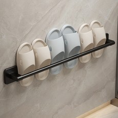 efactory Judy N 免鑽孔鋁製室內拖鞋浴室拖鞋毛巾架, 黑色, 1個