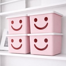 BONOHOUSE 現代迷你快樂箱收納盒, 粉紅色, 4個